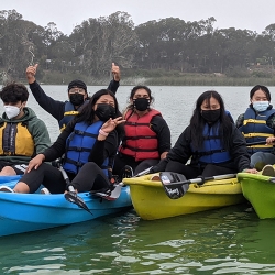 group of students kayaking