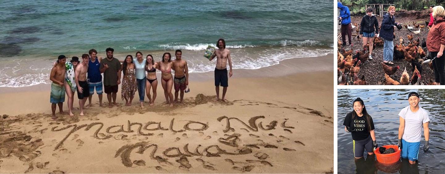 Group of students on a beach in Hawaii